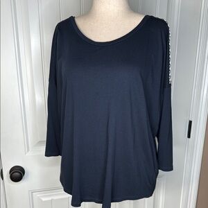 Michael Kors Women's Navy Top with stud Detail Sz 1X